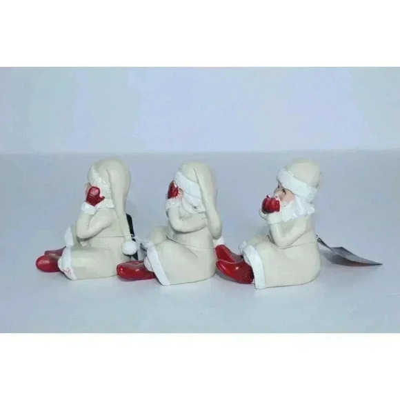 Creativeco-op Set of 3 Vintage Santas, Whimsical, Farmhouse BOHO Decor 3 " NWT - Picture 4 of 13
